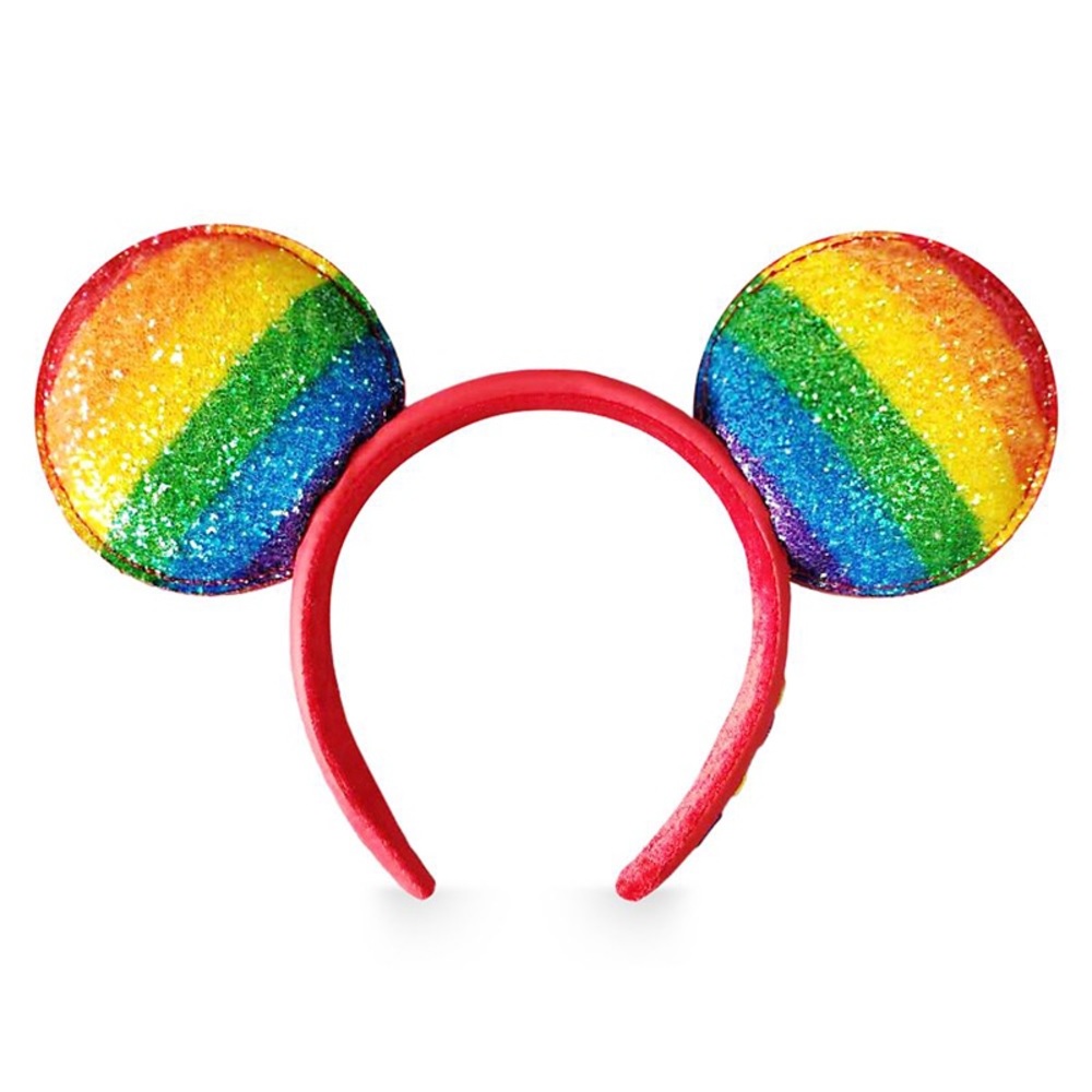 Disney Minnie Mickey Love Pride Rainbow Sparkle Glitter Ears Headband NWT